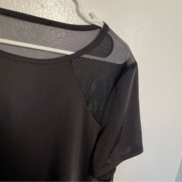 Short Sleeve Blouse Black Mesh Yoke Back - Picture 4 of 8